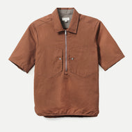 Corpsware Half Zip Short Sleeve Work Shirt - Cotton/Linen Twill - Persimmon